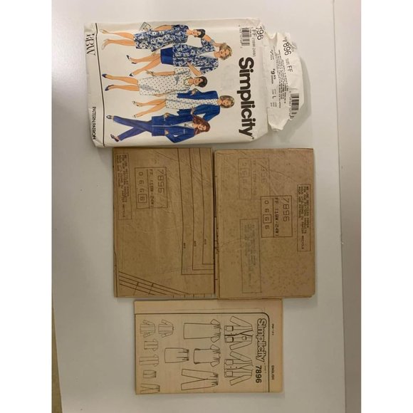 Vintage 1992 Simplicity Sewing Pattern 7896 Womens Pants Skirt Dress Tunic Jacke - Picture 5 of 6